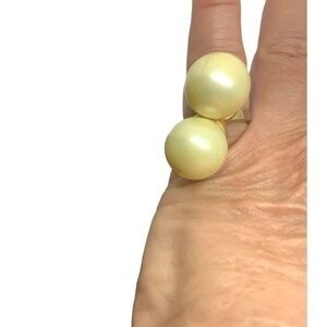 Gold Plated Adjustable faux pearl ring